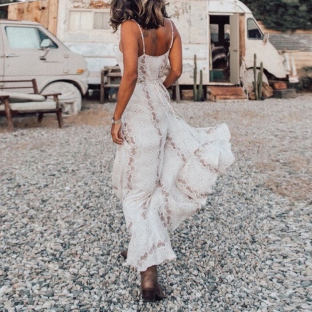 Boho Snakeskin Print v neck button up cami Maxi Dress - Picture 4 of 4